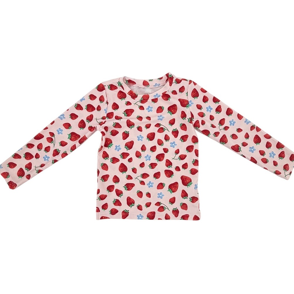 Baby Gap Pink Strawberry Floral Long Sleeve Rash Guard Swim Top Size 4 Years